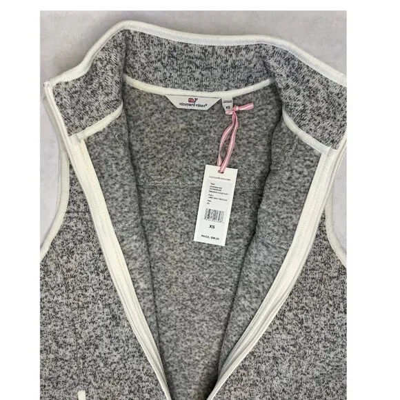 Vineyard Vines Sweater Fleece Zip-Up Vest in Heather Grey Size XS - Picture 7 of 7